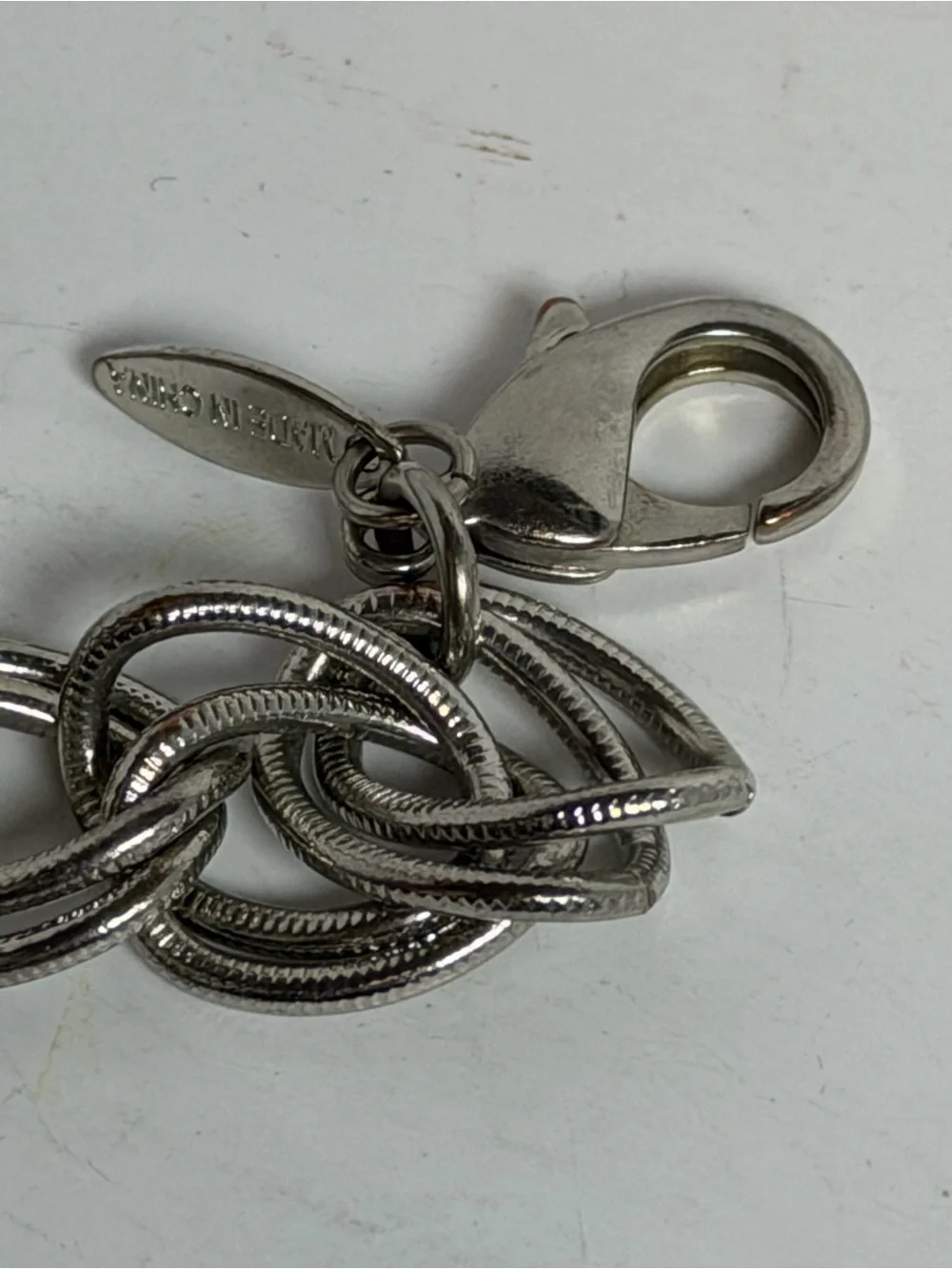 90s Boho Metallic Silver Interlocking Double Loop Belly Chain Belt